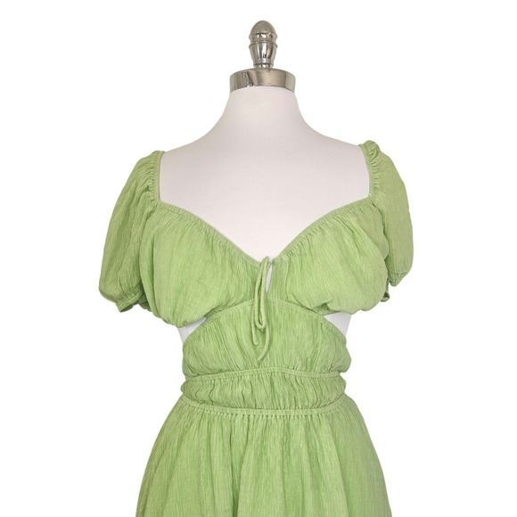 Sabo Skirt Zara Mini Dress Cutout Puff Sleeve Resort Boho Coquette Lolita XS - Picture 6 of 11